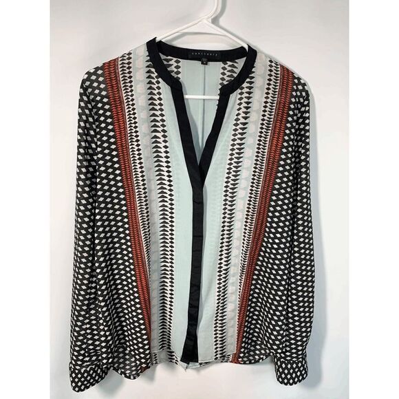 Sanctuary Long Sleeve V Neck Sheer Blouse Size Medium - Picture 1 of 9
